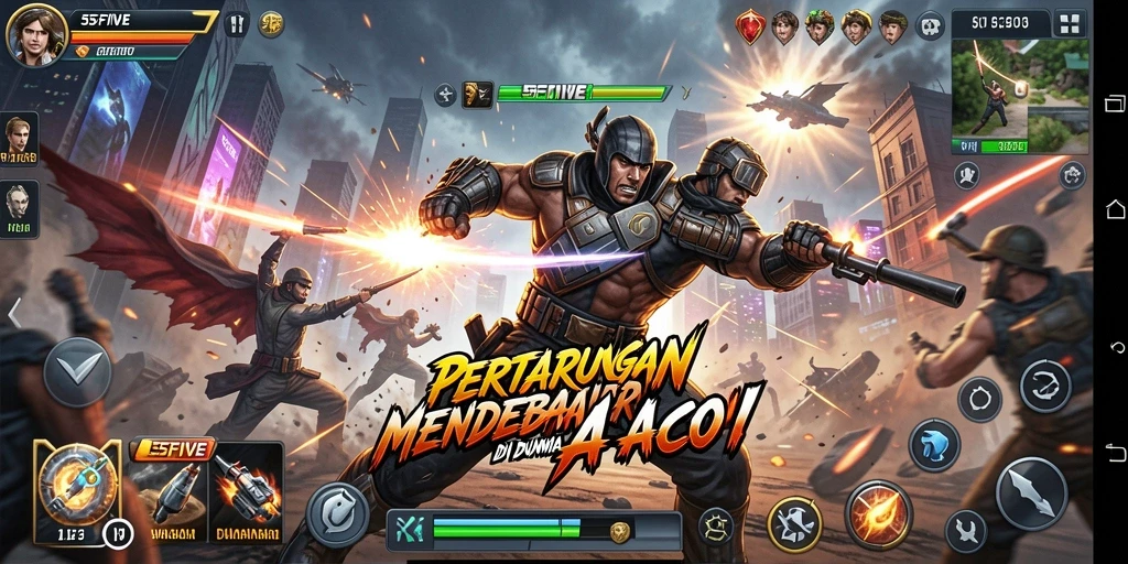 Tangkapan layar menunjukkan aksi seru dan grafis memukau 55FIVE.