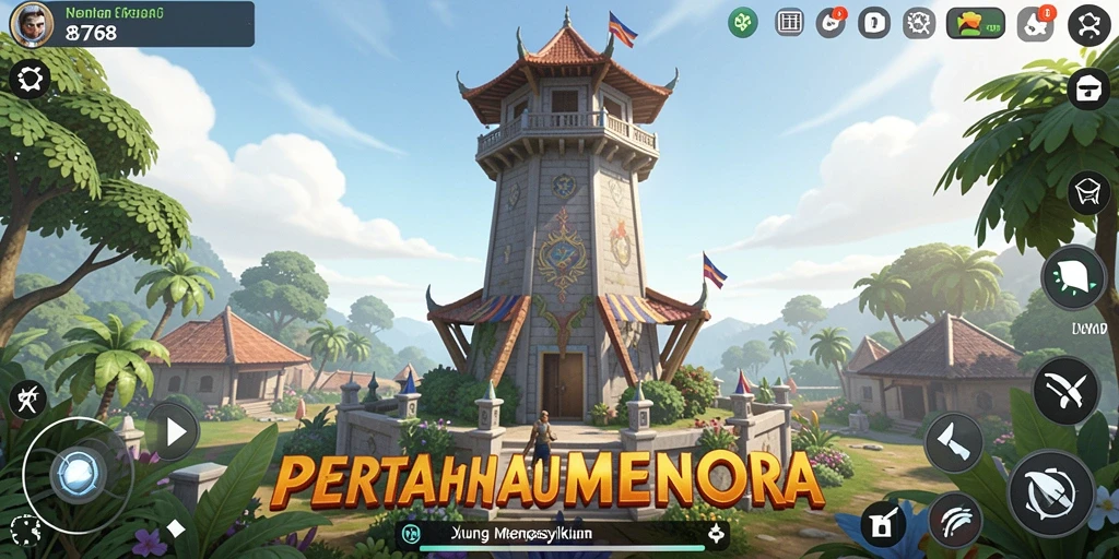 Screenshot utama 8768 menunjukkan aksi menara bertahan yang epik.