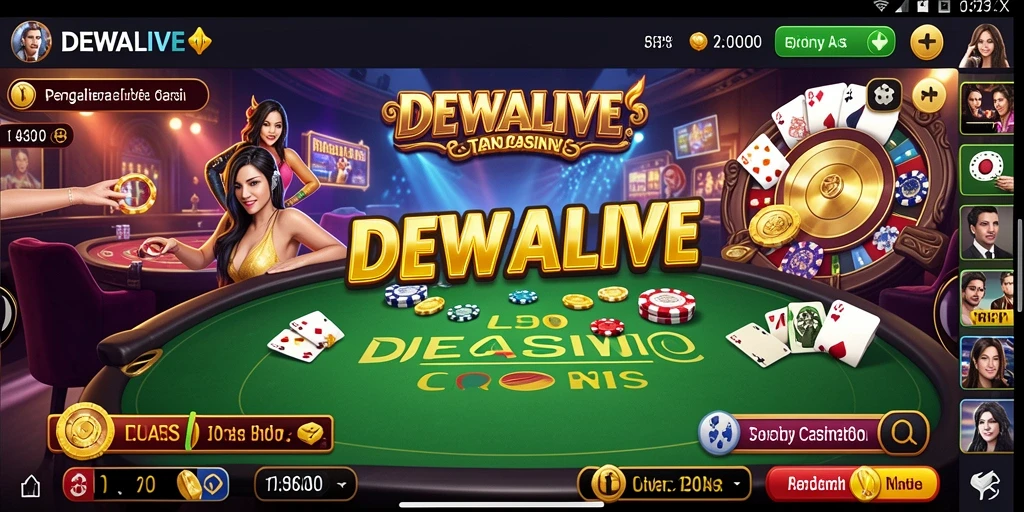 Screenshot DEWALIVE menunjukkan dealer profesional dan tampilan meja permainan.