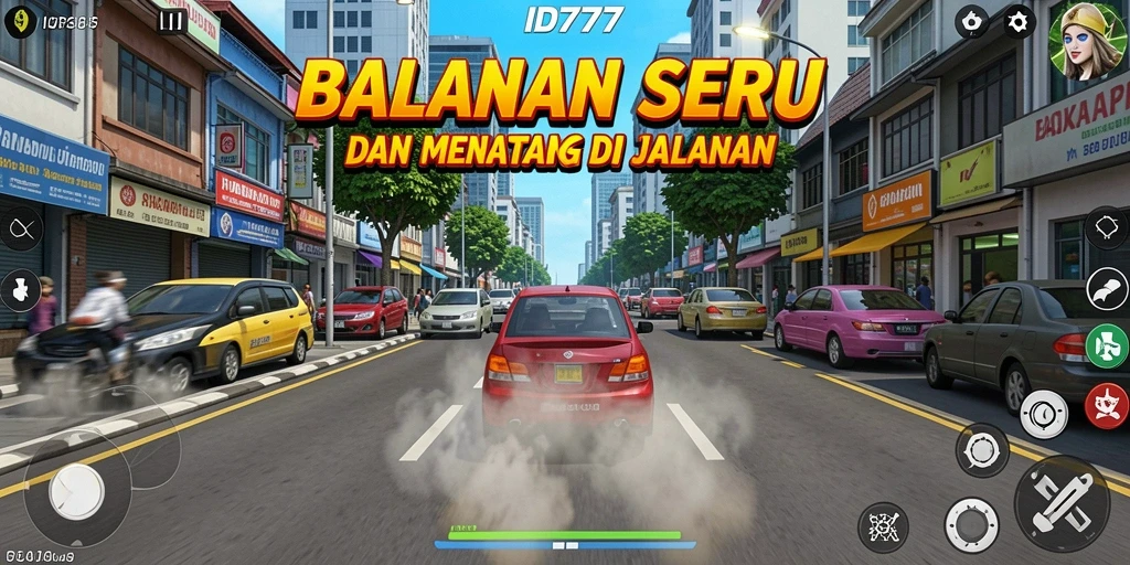 Gameplay ID777 yang mendebarkan dengan mobil balap tercepat.