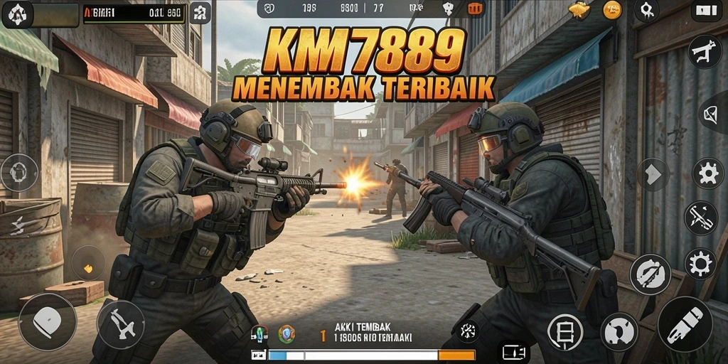 Screenshot KM789 menampilkan aksi tembak menembak yang seru dan intens.
