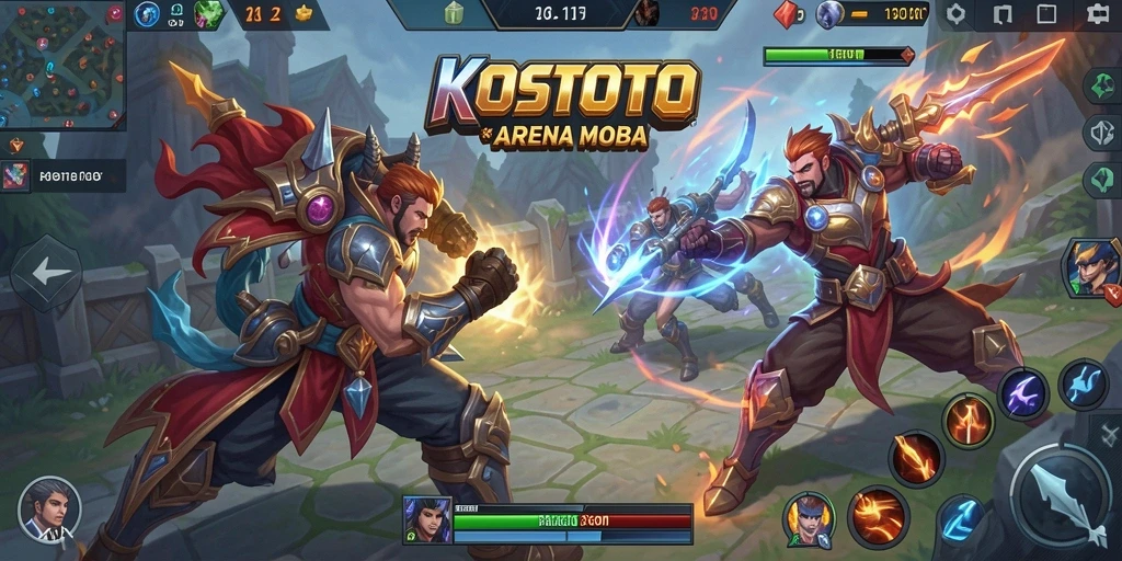 Tampilan gameplay KOSTOTO yang menegangkan dalam pertempuran tim.