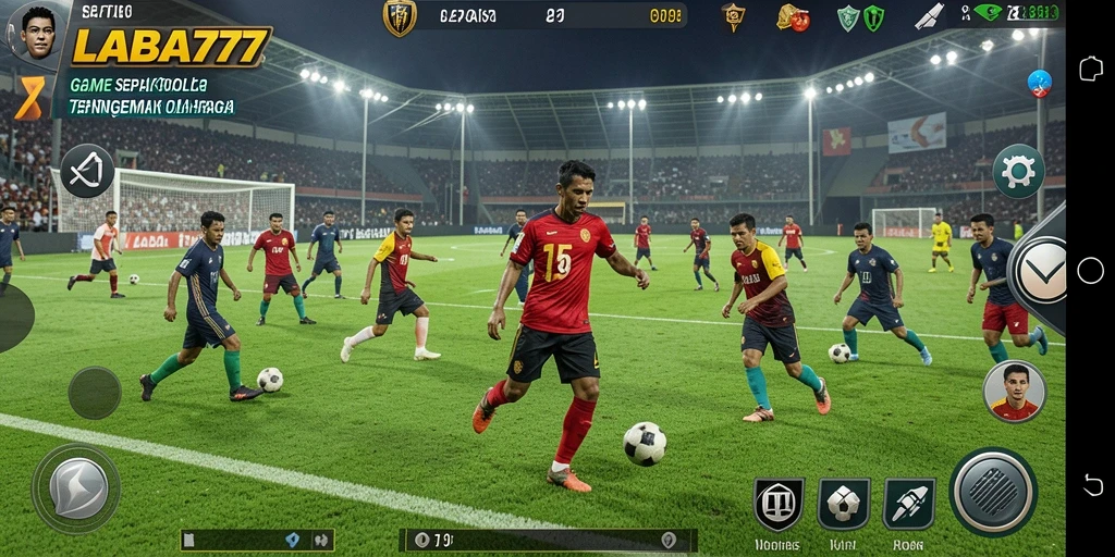 Tampilan gameplay menarik dari LABA777 dengan aksi sepak bola yang seru.