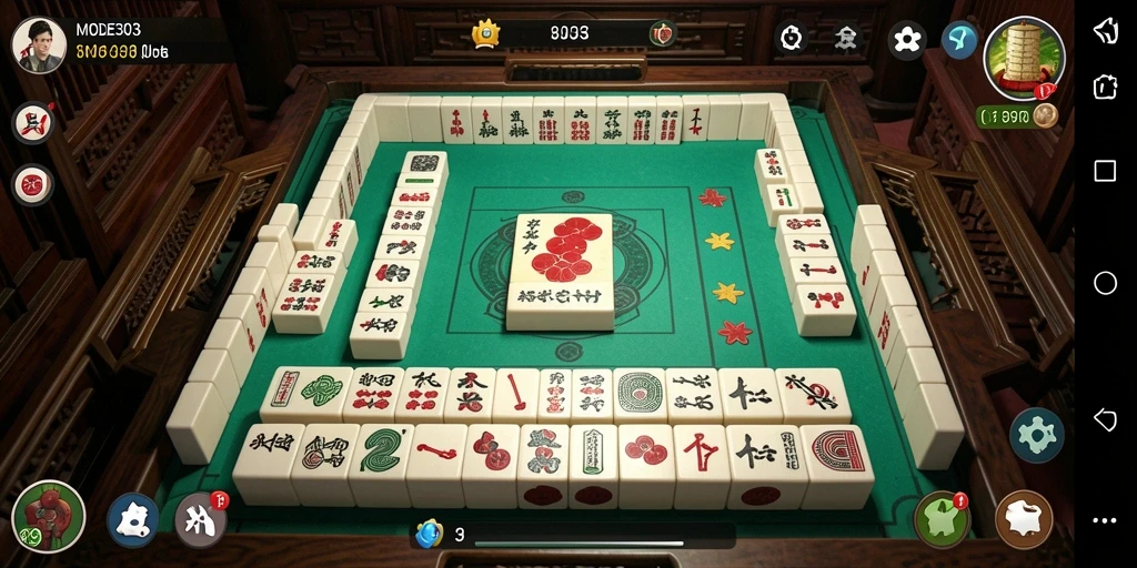 Screenshot gameplay MODE303 yang menampilkan aksi Mahjong yang seru.
