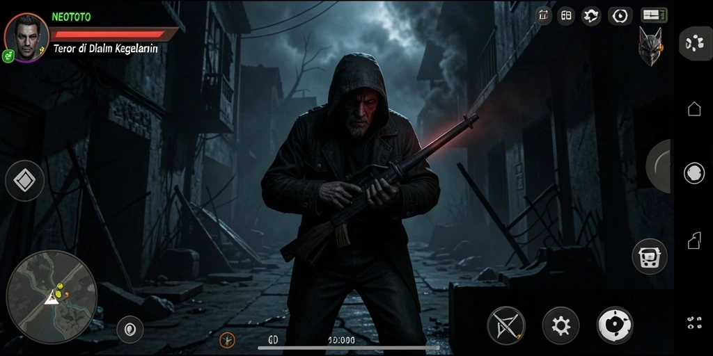 Screenshot NEOTOTO menampilkan gameplay yang mencekam dan penuh ketegangan.