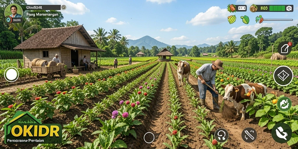 Tangkapan layar OKIDR menampilkan kebun yang hijau dan aktif.
