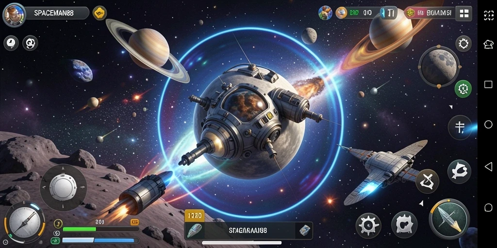 Gameplay SPACEMAN88 yang menampilkan eksplorasi luar angkasa.